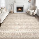 Tapete Tortania 305x366cm Lavável Macio Boho Marroquino Marrom Claro