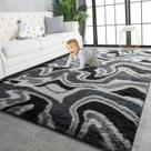 Tapete TWINNIS 122x180 cm Fofo Antiderrapante Cinza Preto