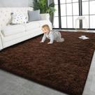 Tapete TWINNIS 152x244 cm, macio, fofo, antiderrapante, marrom