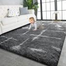 Tapete TWINNIS 183 x 274 cm cinza macio de pelúcia antiderrapante