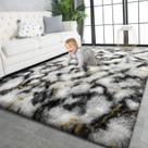 Tapete TWINNIS 183 x 274 cm Soft Shaggy Plush Cinza Dourado
