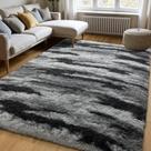Tapete Zentavio 152x244 cm cinza de pelúcia High Pile Soft Shag