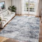 Tapetes de área 6x9 para sala de estar Tapete lavável: tapete abstrato para sala de jantar, tapete de quarto, antiderrapante, 6 por 9, berçário moderno, escritório doméstico, azul, cinza