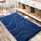 Tapetes de banheiro Mat DEXDE Soft Plush Shaggy Microfiber azul marinho