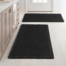 Tapetes de banheiro MIULEE Waffle Black 18x30 polegadas, conjunto de 2