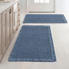 Tapetes de banheiro MIULEE Waffle Blue 45x75cm Conjunto de 2 antiderrapantes