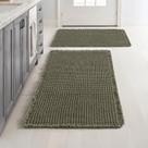 Tapetes de banheiro MIULEE Waffle Super Absorbent Green, conjunto de 2