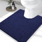 Tapetes de banheiro Smiry Luxury Chenille em forma de U 60x50cm azul marinho
