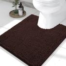 Tapetes de banheiro Smiry Luxury Chenille em forma de U 60x50cm castanhos