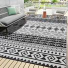 Tapetes de exterior BMCH, tapete de palha de plástico para exterior, tapete impermeável reversível para acampar, piscina, jardim, área para churrasco, piso de gazebo, parque de trailers e praia, estilo geométrico, 8x10