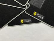 Tapetes do Clio preto personalizado bordas cinza