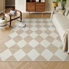 Tapetes laváveis Beeiva com estampa quadriculada 152x213cm bege