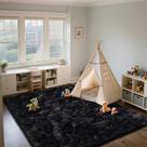 Tapetes Shag Area Boshengya Ultra Soft Fluffy 120x180cm pretos
