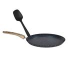 Tapioqueira Frigideira De Indução Com 22cm Preta Com Espátula Preta