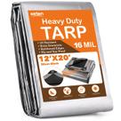 Tarp Keten Heavy Duty Waterproof 3,7 x 6,1 m 16 mm prateado/preto