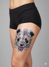 Tatuagem Temporária 19x12cm Panda Geométrico Cyberpunk Azul - Tattoo Fake Realista Abstrata Grande Coxa