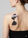 Tatuagem Temporária 19x12cm Perfil Feminino Aquarela - Tattoo Fake Realista Elegante para Costas e Ombro
