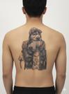 Tatuagem Temporária Braço Masculina Cachorro Aventureiro Realista Preto e Cinza 19x12cm Tattoo