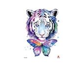 Tatuagem Temporária Colorida Tigre E Borboleta Arco Íris Tatuagem Temporária Colorida Tigre E Borboleta Arco Íris