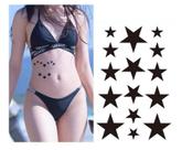 Tatuagem temporária constelação estrelas pretas delicadas