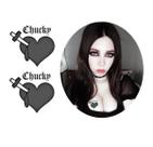 Tatuagem temporária cosplay noiva morena chucky modelo preto