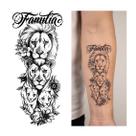 Tatuagem Temporária Premium Leão e Leoa Família (19cm)