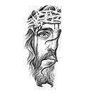 Tatuagem temporária rosto jesus cristo 18x10cm Tatuagem temporária rosto jesus cristo 18x10cm