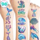Tatuagens temporárias 91 tatuagens 96 peças de adesivos Mermaid Ocean Tatuagens temporárias 91 tatuagens 96 peças de adesivos Mermaid Ocean