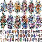 Tatuagens temporárias EGMBGM Watercolor Rose para mulheres 63 folhas