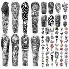 Tatuagens temporárias Metuu 46 folhas, braço inteiro, impermeáveis