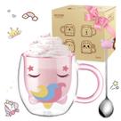 Taza de Vidrio de Doble Pared ecooe 280ml Unicornio con Cuchara