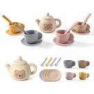 Tea Party Set Samonyed, 14 peças de brinquedo de silicone para crianças