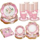 Tea Party Supplies TWOWYHI Floral para pratos de 25 xícaras de 9 onças