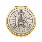 Teca Eucarística JHS 6cm Dourada Porta Hóstias Católica Teca Eucarística JHS 6cm Dourada Porta Hóstias Católica