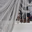 Tecido assustador de Halloween da ZYP, gaze cinza de 800x200 cm