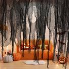 Tecido assustador de Halloween Tlswshsy tamanho grande 400 x 150 cm - preto