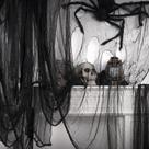 Tecido assustador de Halloween ZYP 410 x 203 cm, tecido preto assustador