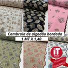 Tecido Cambraia de algodão bordada (1m x 1,3m)