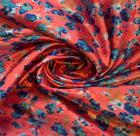 Tecido Cetim Estampado Floral + Fundo Pink Larg 1,5m X 6m