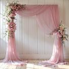 Tecido drapeado para arco de casamento PARTISKY, 1 painel, 5,5 m, rosa empoeirada Tecido drapeado para arco de casamento PARTISKY, 1 painel, 5,5 m, rosa empoeirada