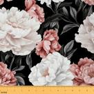 Tecido Erosebridal, rosa, flor branca, flanela de 1 jarda de comprimento Tecido Erosebridal, rosa, flor branca, flanela de 1 jarda de comprimento