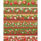 Tecido Estampado Para Patchwork - Barrados Morangos Cor 2404 (0,50X1,40)