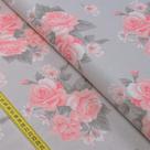 Tecido Estampado para Patchwork - Classique : Rosas Grandes Fundo Cinza (0,50x1,40)