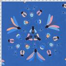 Tecido Estampado para Patchwork - Coleção Insetos Fundo Azul by Lulublu (0,50x1,40)