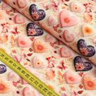 Tecido Estampado para Patchwork - Corações De Porcelana (0,50x1,40)