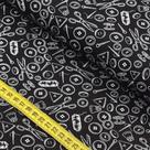 Tecido Estampado para Patchwork - Essentials Costura Fundo Preto (0,50x1,50)