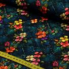 Tecido Estampado para Patchwork - Jeans Florido : Floral Laranja (0,50x1,50)