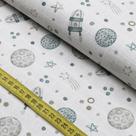 Tecido Fralda Estampada - Planetas e Foguetes (0,50x0,75)