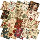 Tecido FuWeave Natal Vintage - Pacote com 60 Unidades (25,4 x 25,4 cm)