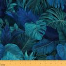 Tecido Homewish Tropical Palm Leaves 3D azul azul-petróleo 3m Tecido Homewish Tropical Palm Leaves 3D azul azul-petróleo 3m